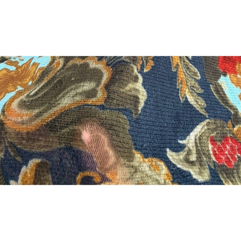 A’Nue Ligne Women Large Paisley Floral Y2K Mesh Long Sleeve Artsy Boho European - Picture 6 of 9